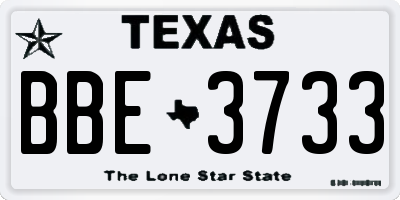 TX license plate BBE3733