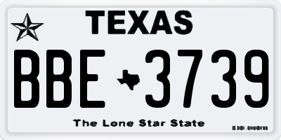 TX license plate BBE3739