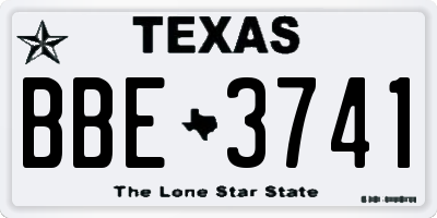 TX license plate BBE3741