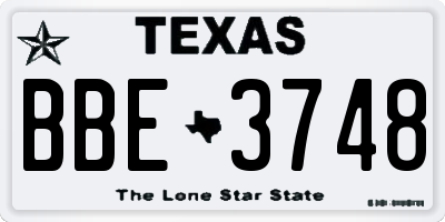 TX license plate BBE3748
