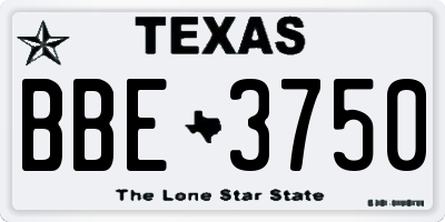 TX license plate BBE3750