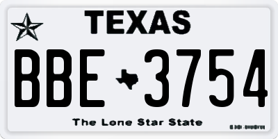 TX license plate BBE3754
