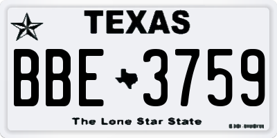 TX license plate BBE3759