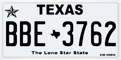 TX license plate BBE3762