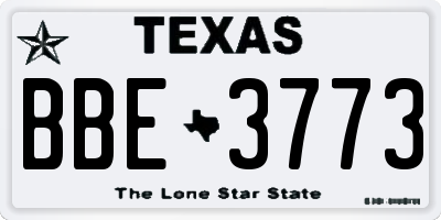 TX license plate BBE3773