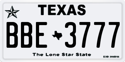 TX license plate BBE3777