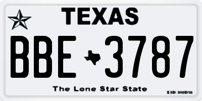 TX license plate BBE3787