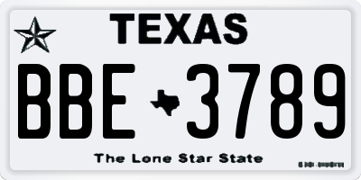 TX license plate BBE3789