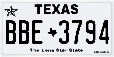 TX license plate BBE3794