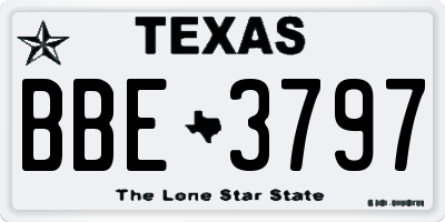 TX license plate BBE3797