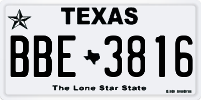 TX license plate BBE3816