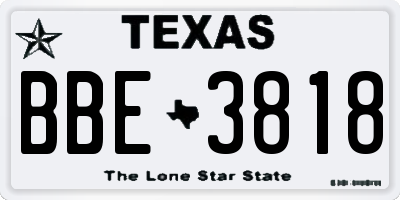 TX license plate BBE3818