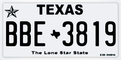 TX license plate BBE3819
