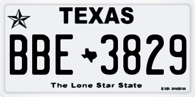 TX license plate BBE3829