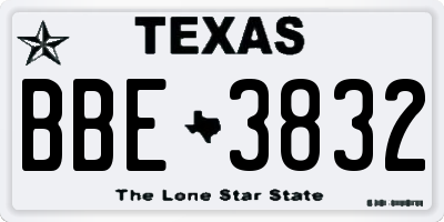 TX license plate BBE3832