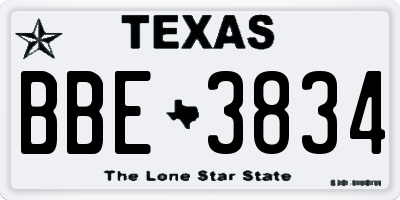 TX license plate BBE3834