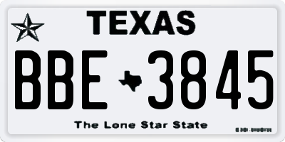 TX license plate BBE3845