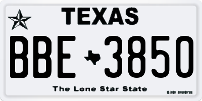 TX license plate BBE3850