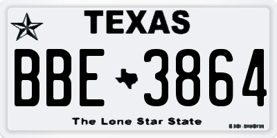 TX license plate BBE3864