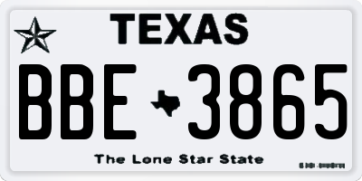 TX license plate BBE3865