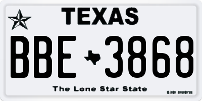 TX license plate BBE3868