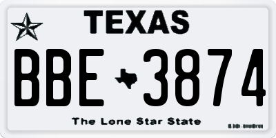 TX license plate BBE3874