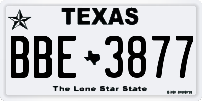 TX license plate BBE3877
