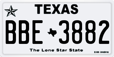 TX license plate BBE3882
