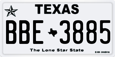 TX license plate BBE3885