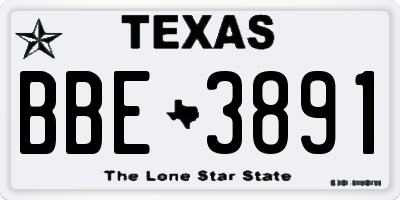 TX license plate BBE3891