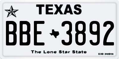TX license plate BBE3892