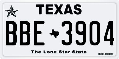 TX license plate BBE3904