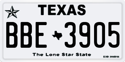 TX license plate BBE3905