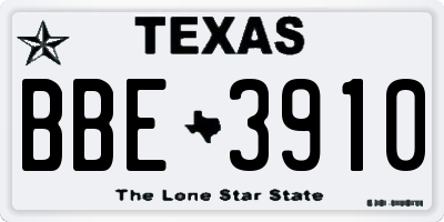TX license plate BBE3910