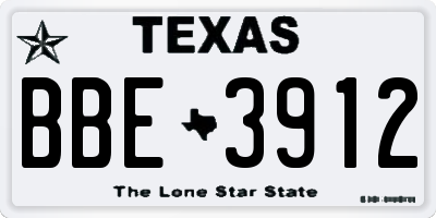 TX license plate BBE3912