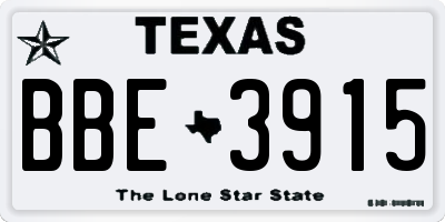 TX license plate BBE3915