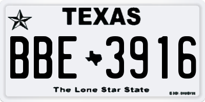 TX license plate BBE3916