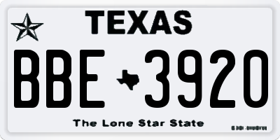 TX license plate BBE3920
