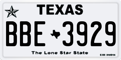TX license plate BBE3929