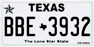 TX license plate BBE3932
