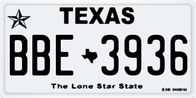 TX license plate BBE3936