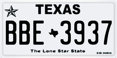 TX license plate BBE3937