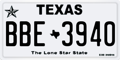 TX license plate BBE3940