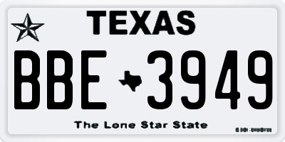 TX license plate BBE3949