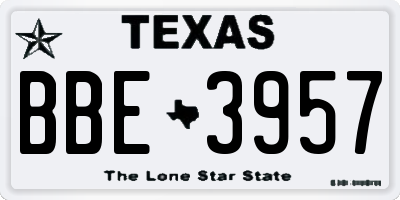 TX license plate BBE3957