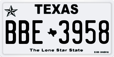 TX license plate BBE3958