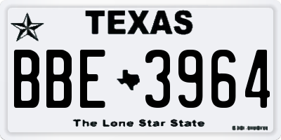 TX license plate BBE3964