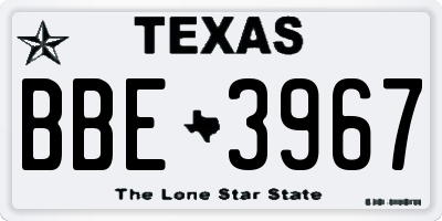 TX license plate BBE3967
