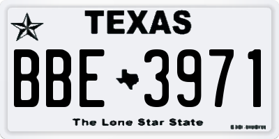 TX license plate BBE3971