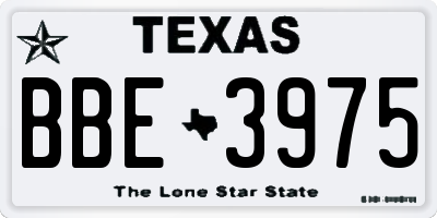 TX license plate BBE3975